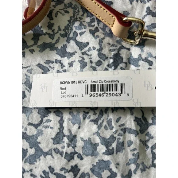 Dooney & Bourke Coated Cotton Chevron Small Zip Crossbody - Red & White - Picture 3 of 6